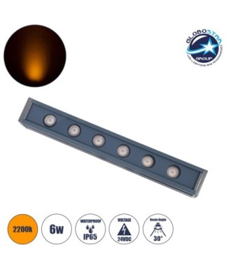 GLOBOSTAR® WASHERVAIA 90178 Μπάρα Φωτισμού Wall Washer LED 6W 630lm 30° DC 24V Αδιάβροχο IP65 Ultra Θερμό Λευκό 2200K Dimmable - Bridgelux SMD Chip - Γκρι Ανθρακί - Μ30 x Π4 x Υ5cm - 3 Χρόνια Εγγύηση
